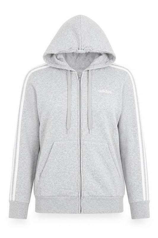 Adidas Women's Grey Full Zip Hoodie Size 12-14 Cotton Blend