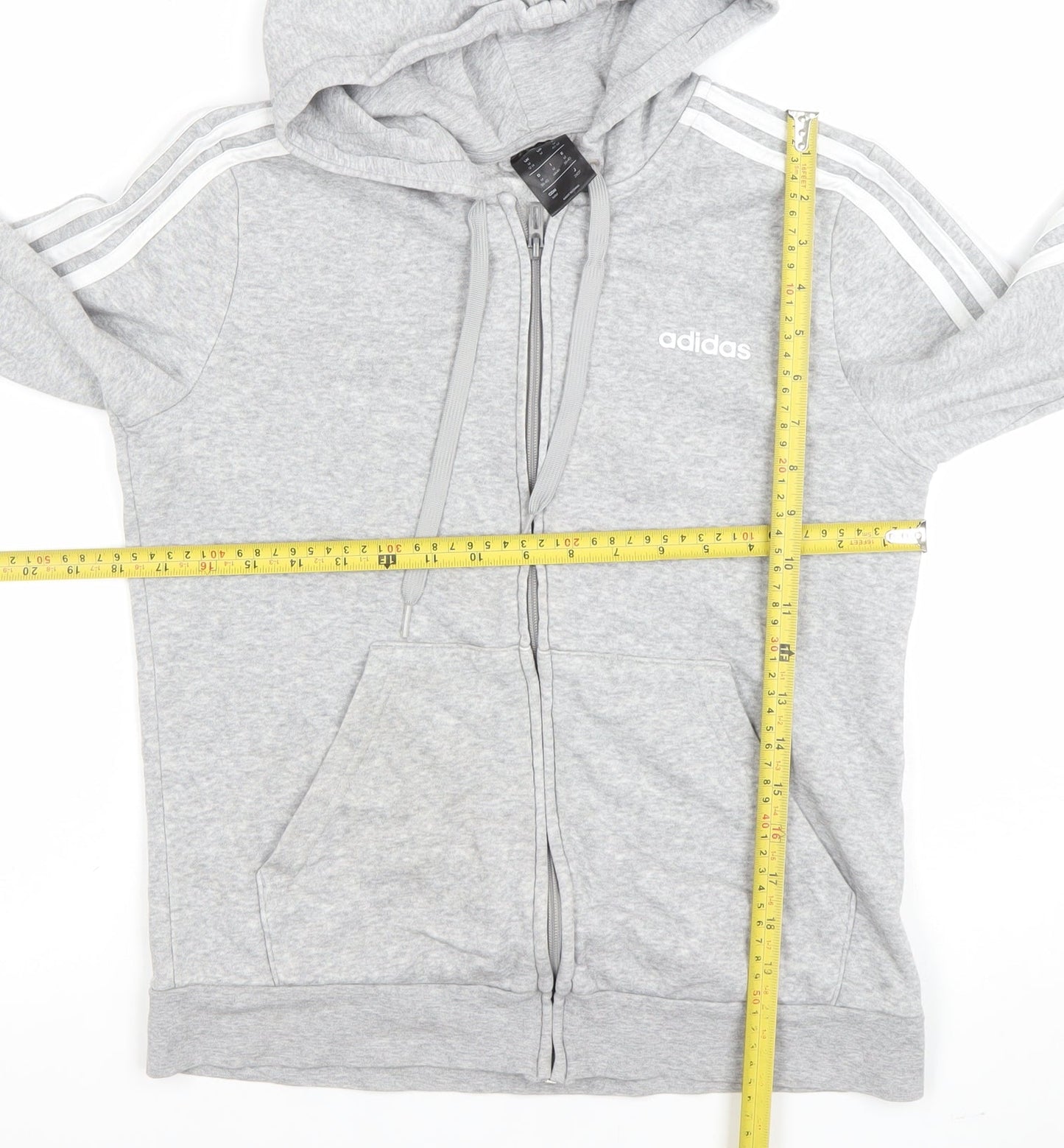 Adidas Women's Grey Full Zip Hoodie Size 12-14 Cotton Blend