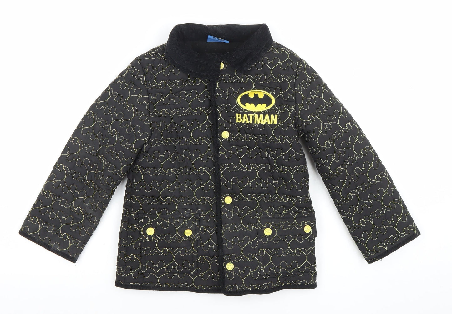 Batman Boys Black Quilted Mid-Length Jacket 6 Years