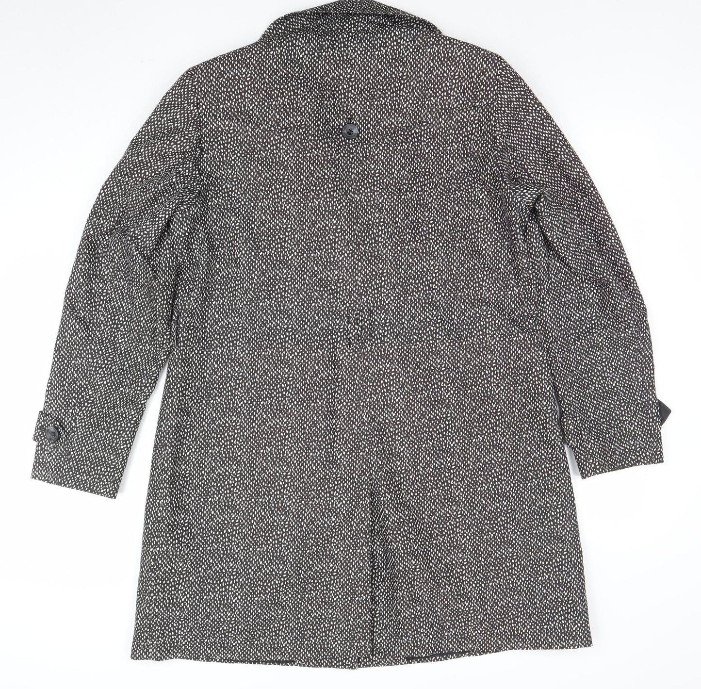 Marks and Spencer Womens Black Geometric Long Overcoat Size 16