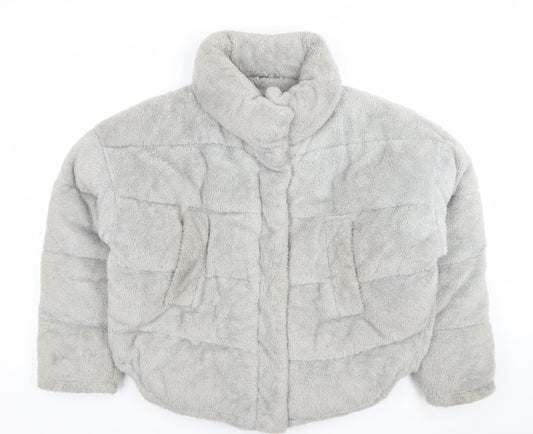 Light Before Dark Women’s Grey Faux Fur Puffer Jacket Size S