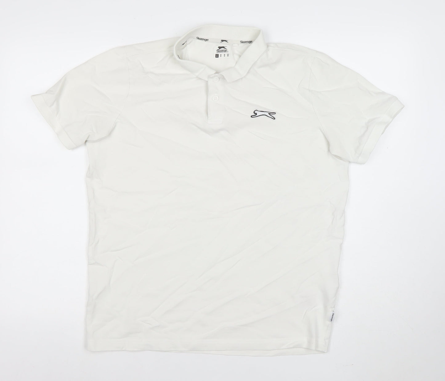 Slazenger Men's White Cotton Stretch Polo Shirt Size S