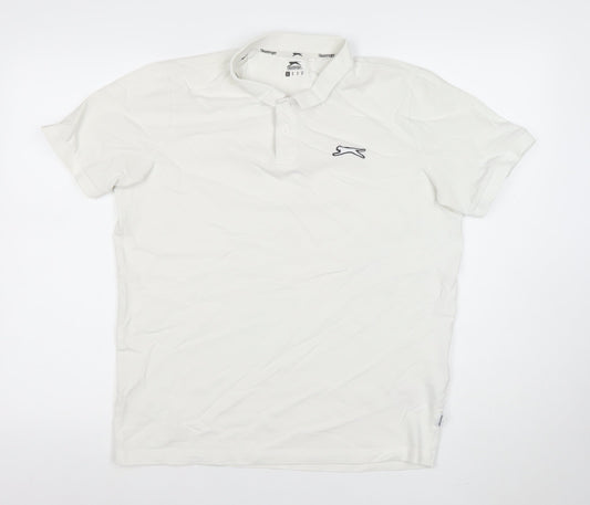 Slazenger Men's White Cotton Stretch Polo Shirt Size S