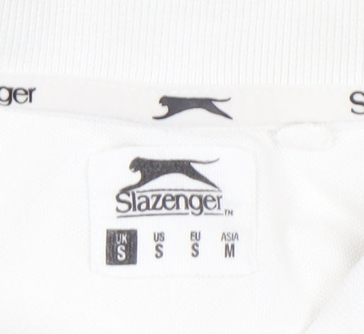 Slazenger Men's White Cotton Stretch Polo Shirt Size S