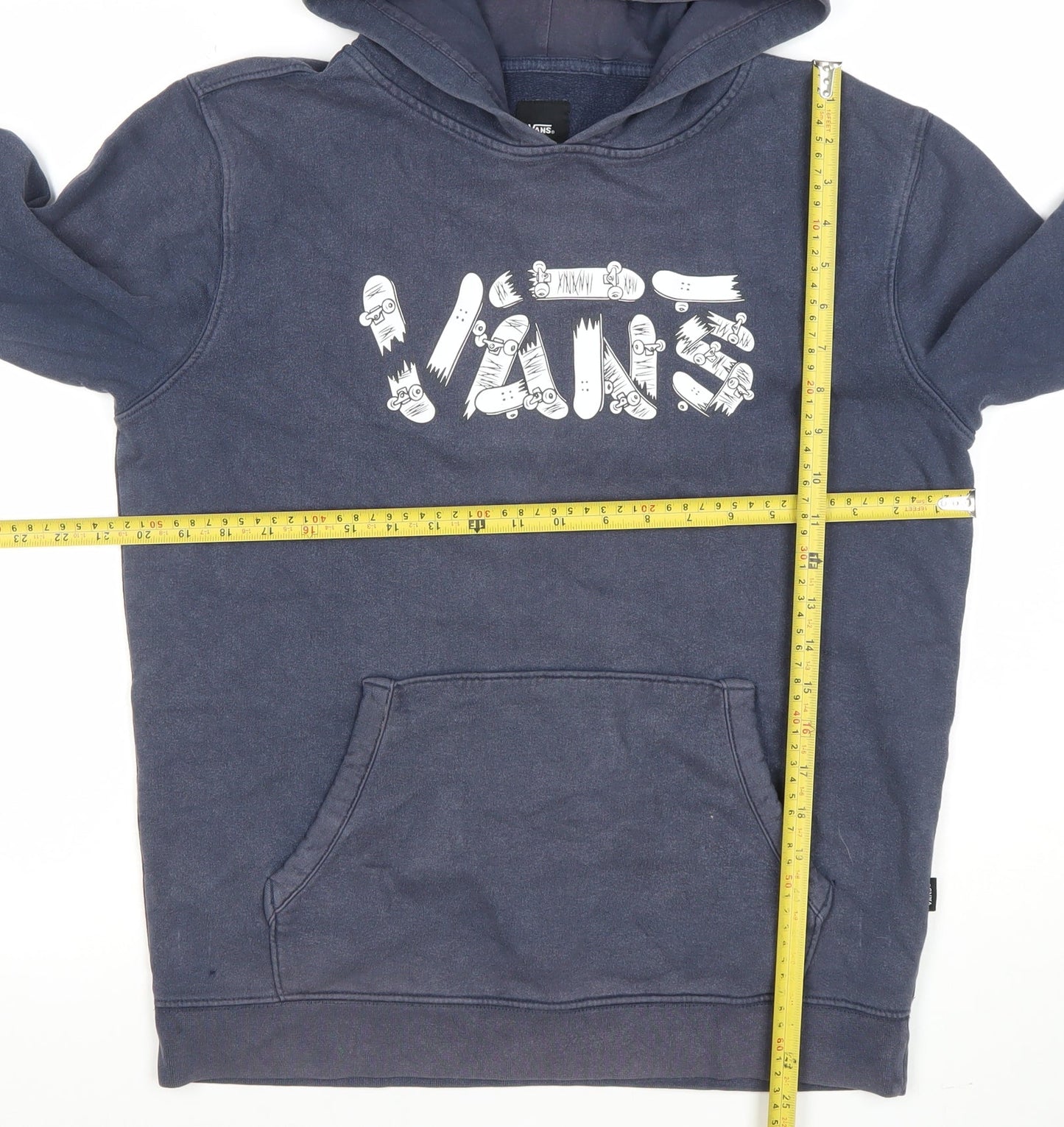 Vans Boys Navy Blue Pullover Hoodie XL Cotton Blend Skate Graphic