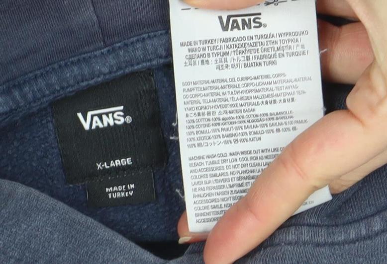Vans Boys Navy Blue Pullover Hoodie XL Cotton Blend Skate Graphic