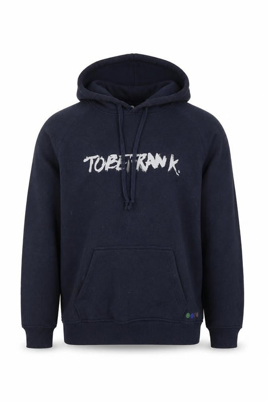 TOBEFRANK Men's Navy Blue Medium Pullover Hoodie With Graphic Logo