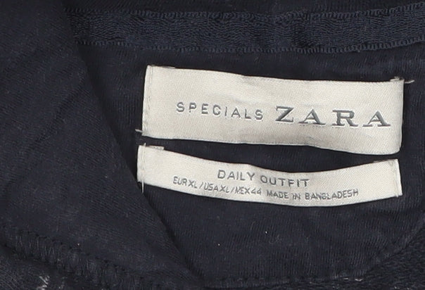 Zara Men’s Blue Full Zip Hoodie XL Regular Cotton Blend