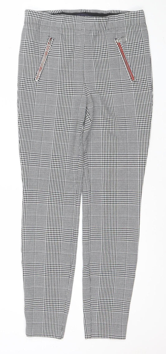 Marks and Spencer Women's Black Check Stretch Work Trousers Size 10