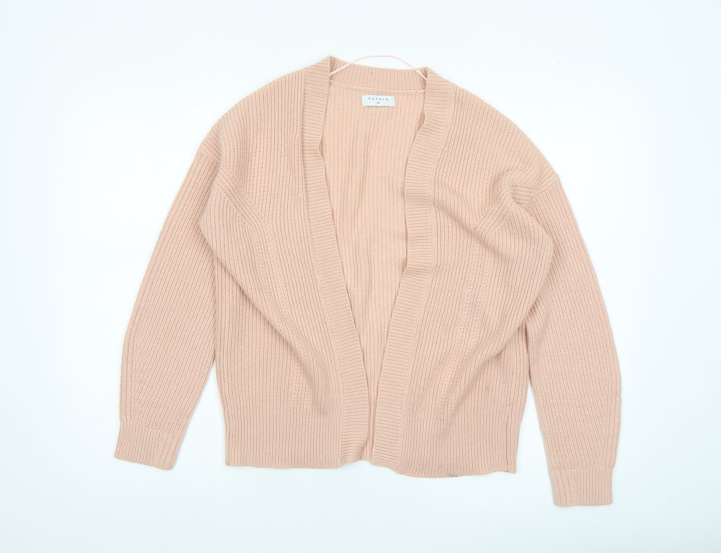 Papaya Women’s Beige Knit Cardigan Size M Long Sleeve Acrylic