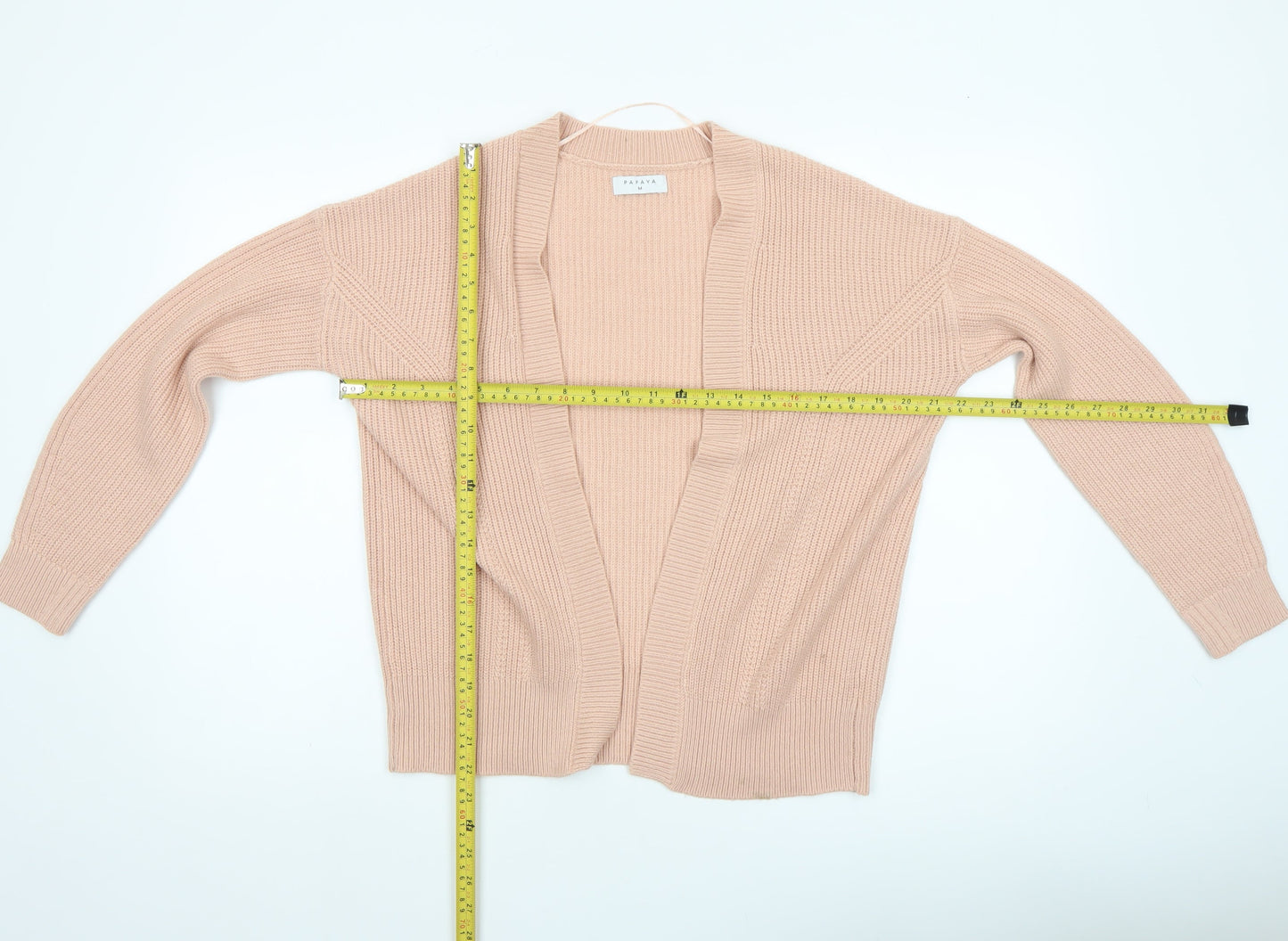Papaya Women’s Beige Knit Cardigan Size M Long Sleeve Acrylic