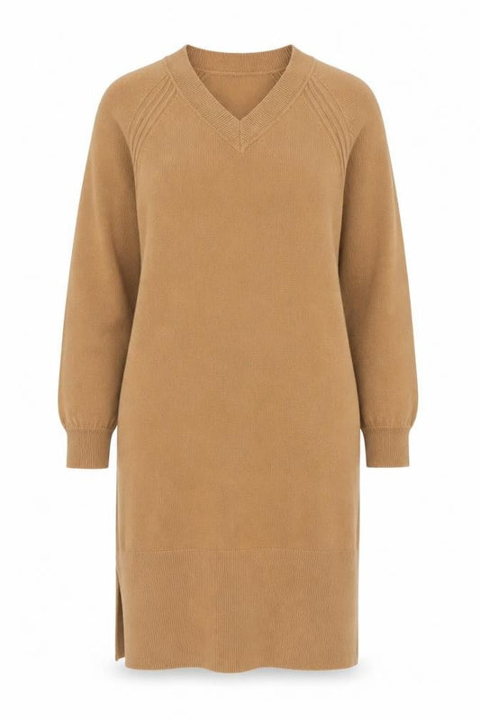 Papaya Women’s Beige V-Neck Knit Jumper Dress Size 8