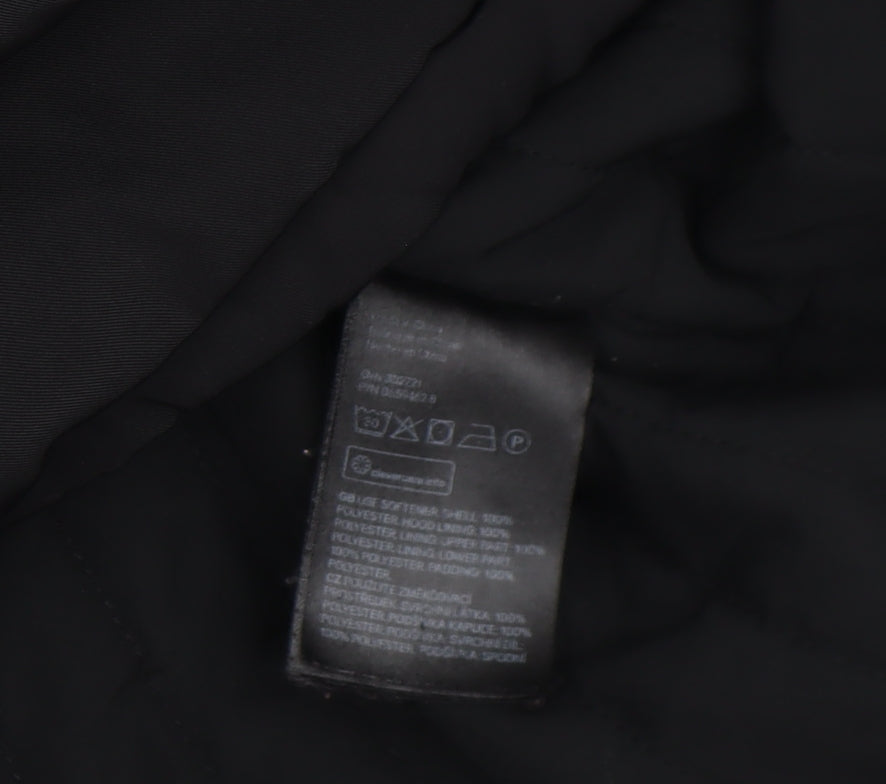 H&M Women’s Black Long Hooded Parka Coat Size 10
