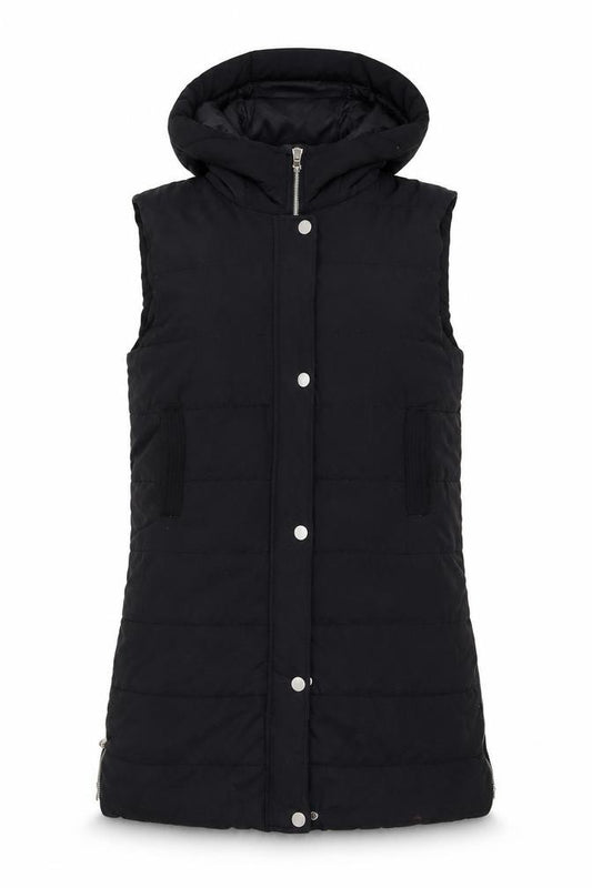 Rising Women's Black XL Puffer Hooded Sleeveless Waistcoat
