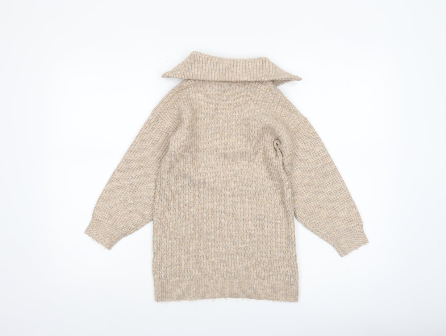 I Love Girlswear Beige Half Zip Jumper Girls Age 7 Years Acrylic Knit