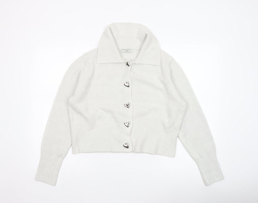George Women’s Ivory Collared Cardigan L Long Sleeve Knit
