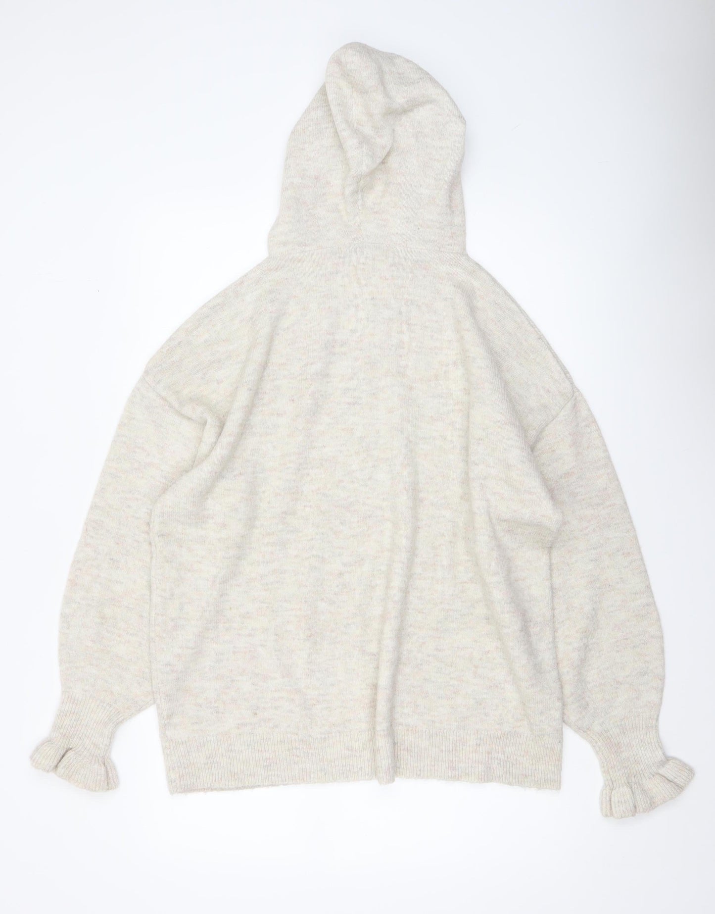 George Women Beige Hooded Pullover Knit Jumper Size L