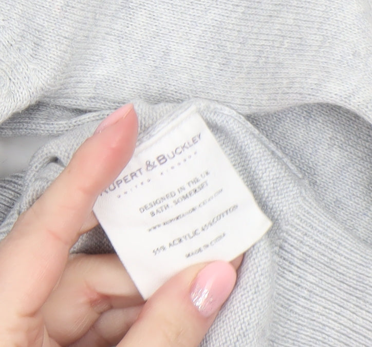 Rupert & Buckley Women's Grey V-Neck Cardigan Size 14