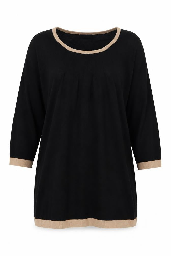 Marks & Spencer Womens Black Size 12 Round Neck Long Sleeve Pullover Jumper