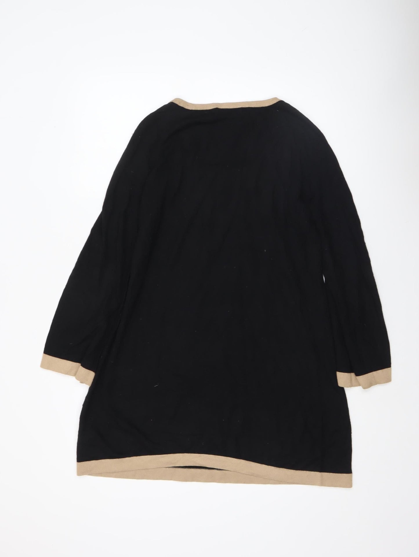 Marks and Spencer Womens Black Size 12 Round Neck Long Sleeve Pullover Jumper