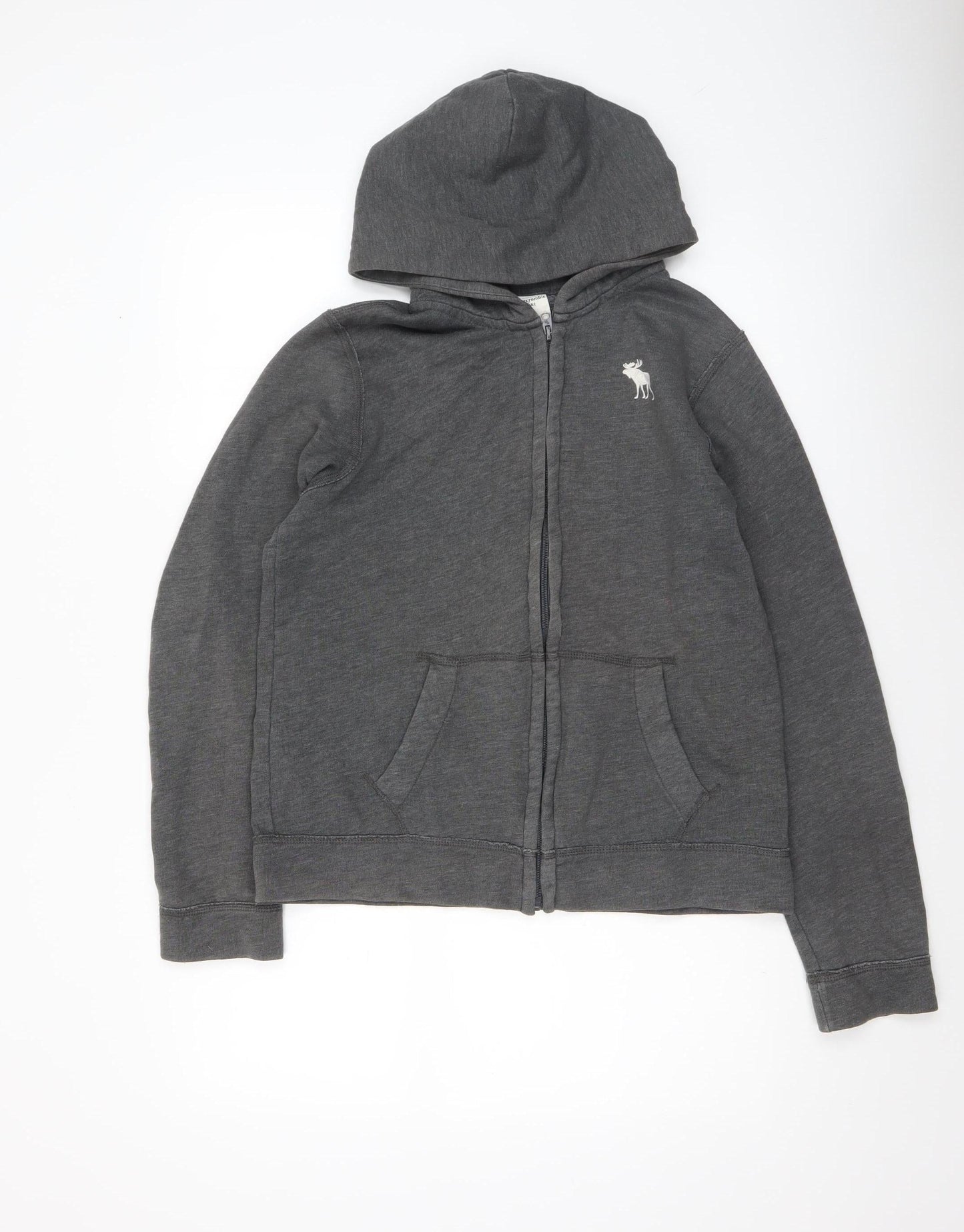 Abercrombie Kids Boys Grey Full Zip Hoodie XL Cotton Blend