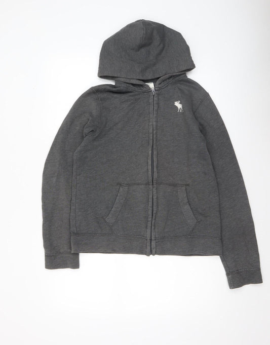 Abercrombie Kids Boys Grey Full Zip Hoodie XL Cotton Blend