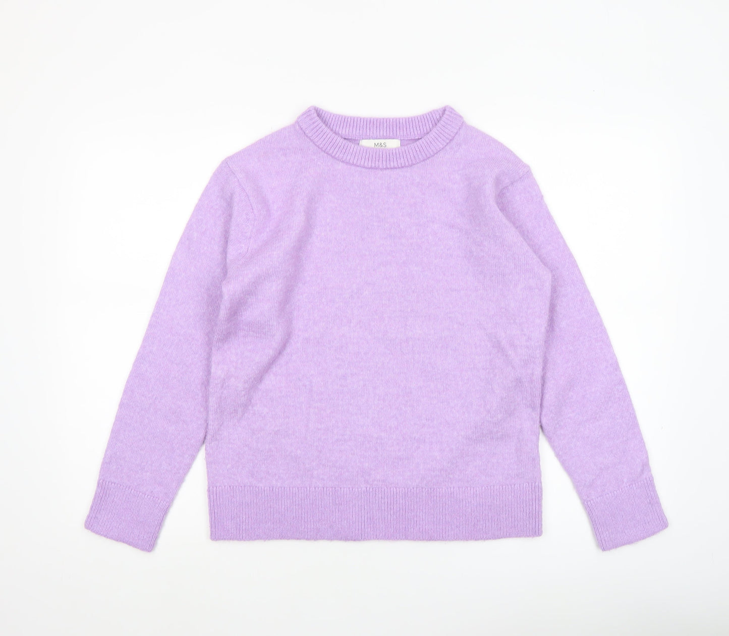 Marks and Spencer Womens Purple Crew Neck Wool Blend Jumper XS