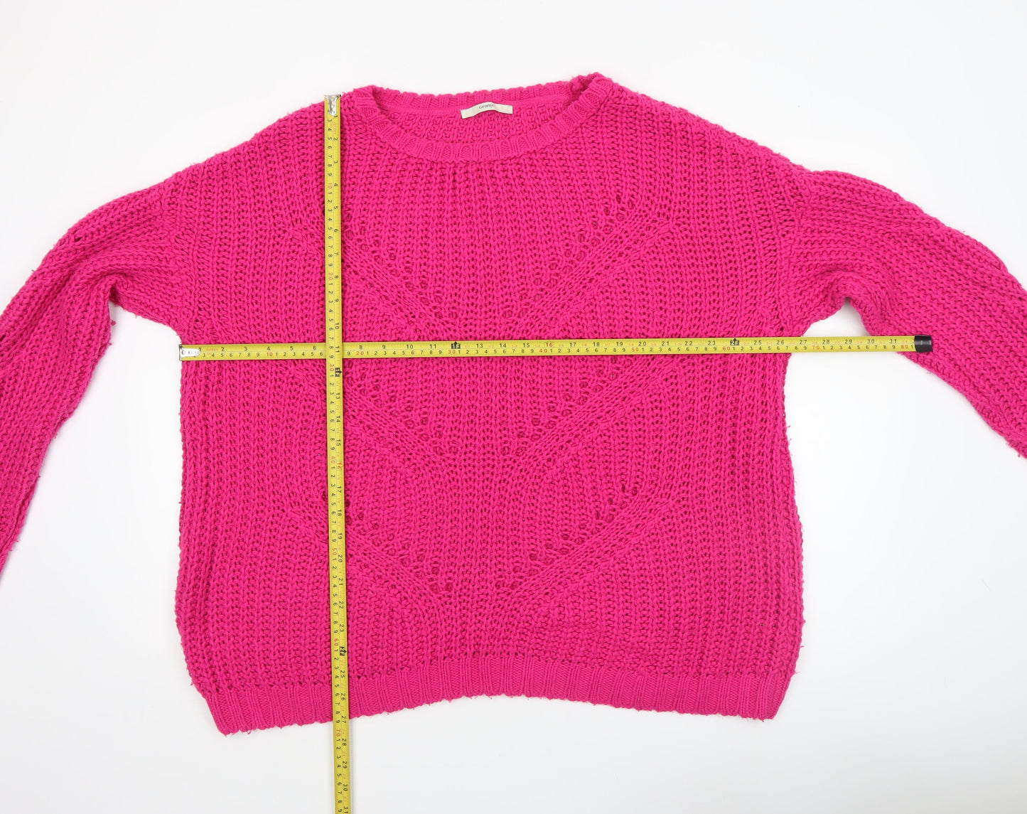 George Women’s Pink Chunky Knit Pullover Jumper Size L 16-18