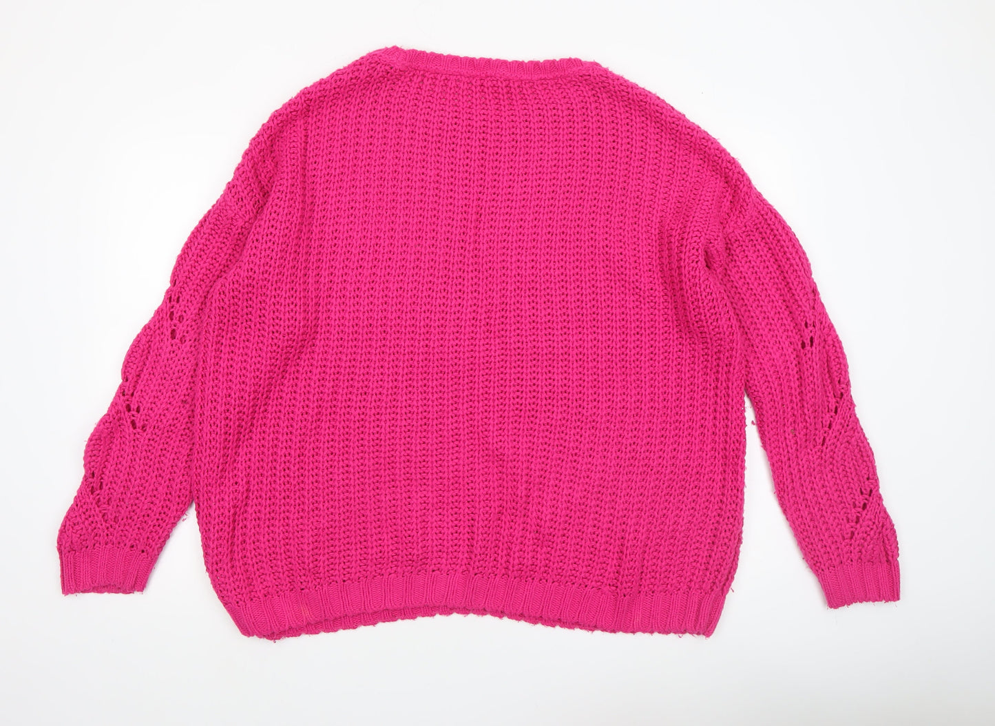 George Women’s Pink Chunky Knit Pullover Jumper Size L 16-18