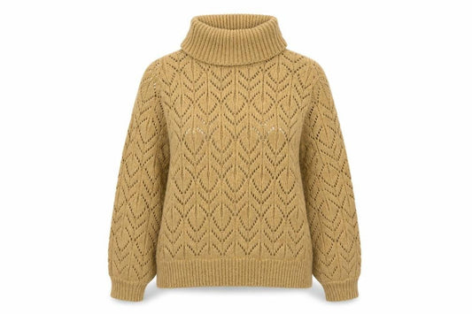 Dorothy Perkins Women’s Beige Roll Neck Open Knit Jumper Size 14