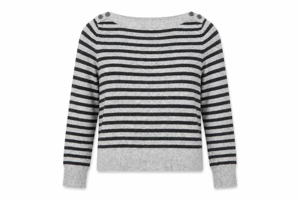 H&M Women’s Grey Striped Wool Angora Pullover Jumper Size 8