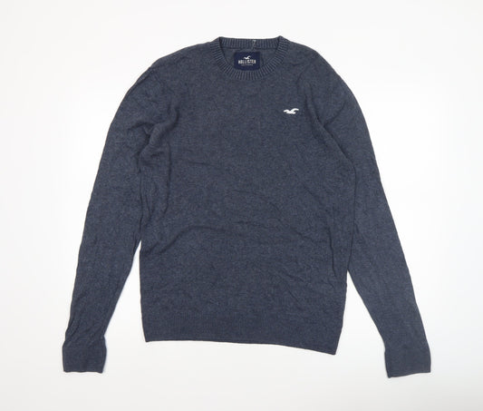 Hollister Men's Blue Crew Neck Knit Pullover Jumper Size L