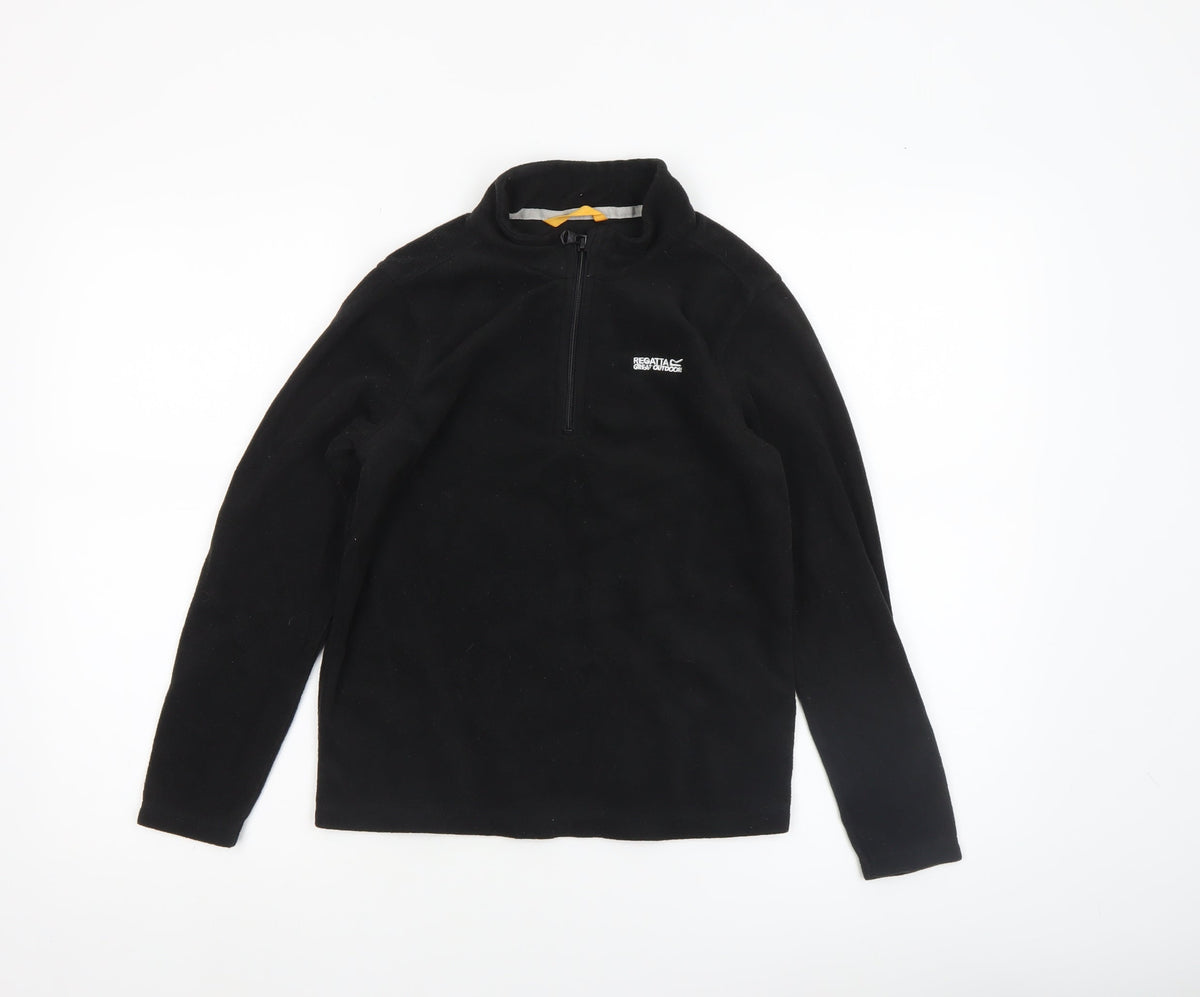 Regatta Boys Black Fleece Pullover Sweatshirt 11-12 Years 1/4 Zip Outdoor