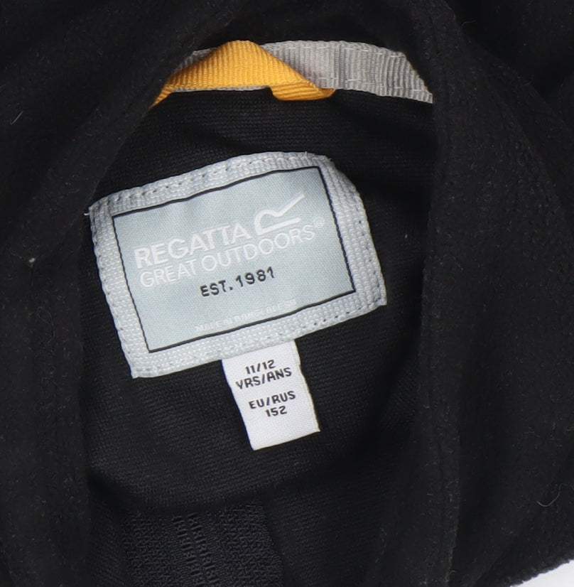 Regatta Boys Black Fleece Pullover Sweatshirt 11-12 Years 1/4 Zip Outdoor