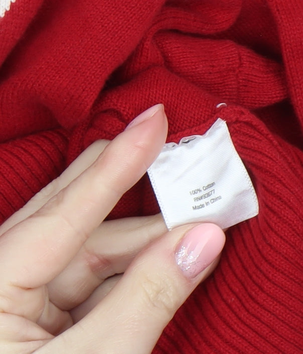 St. John's Bay Women's Red Argyle V-Neck Cotton Jumper XL