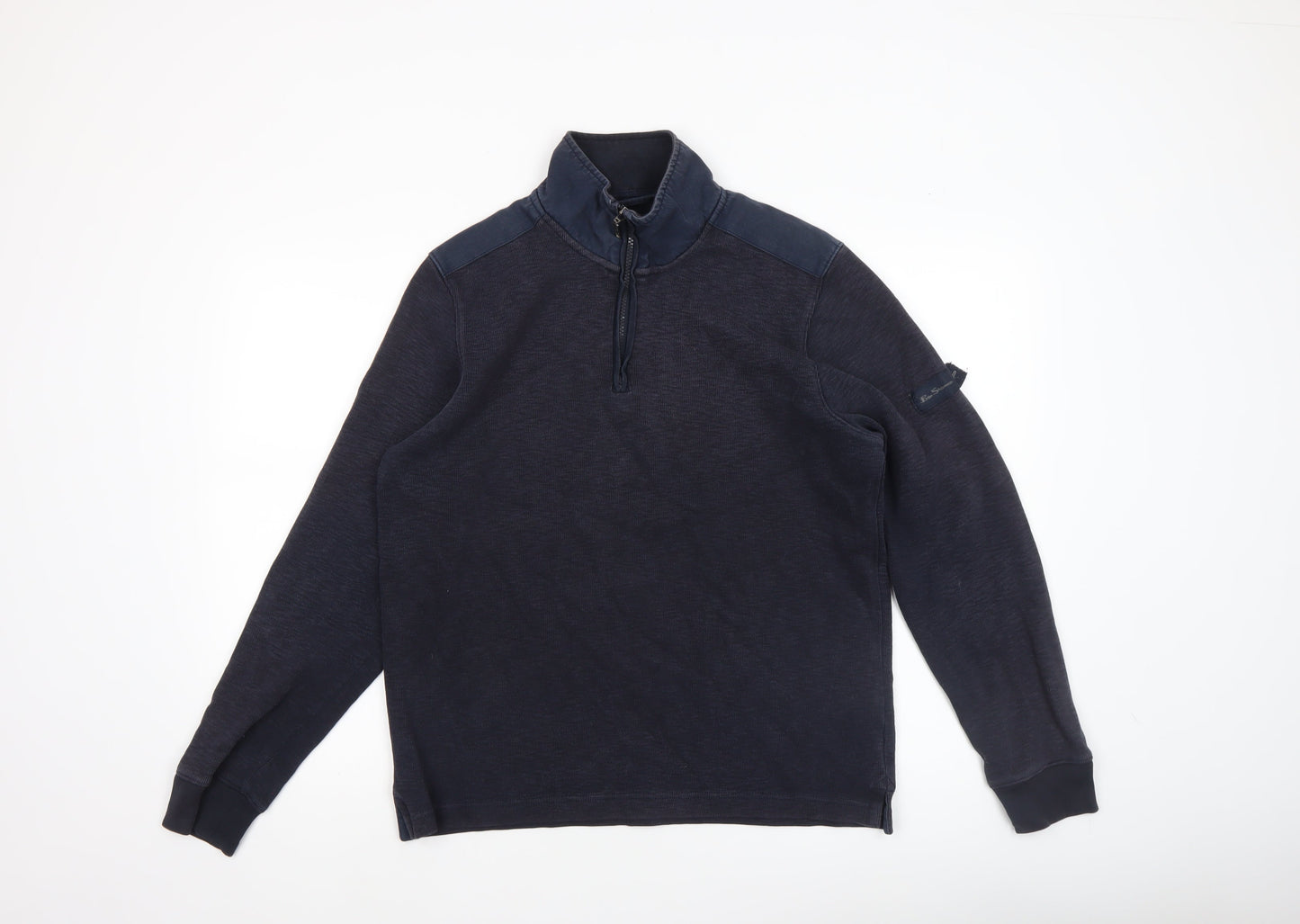 Ben Sherman Men's Blue 1/4 Zip Sweatshirt M Regular Fit Pullover