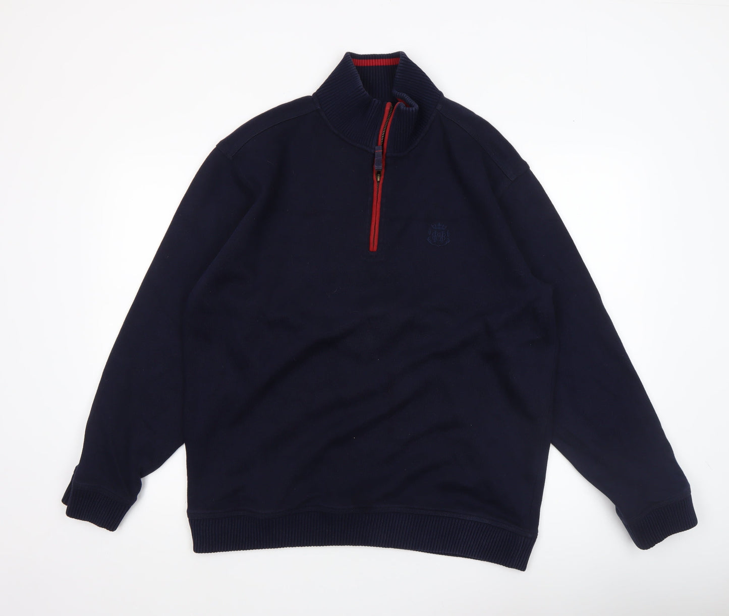 Marks & Spencer Blue Harbour Men’s Navy 1/4 Zip Cotton Sweatshirt L