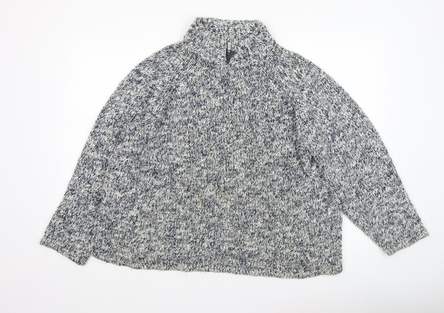 Gina Laura Women's Grey Chunky High Neck Wool Blend Jumper XL