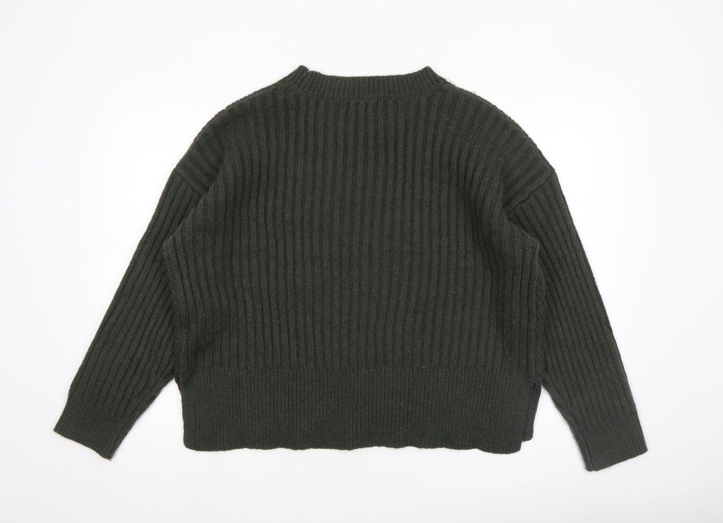 Marks and Spencer Women's Green Wool Blend Cable Knit Jumper L