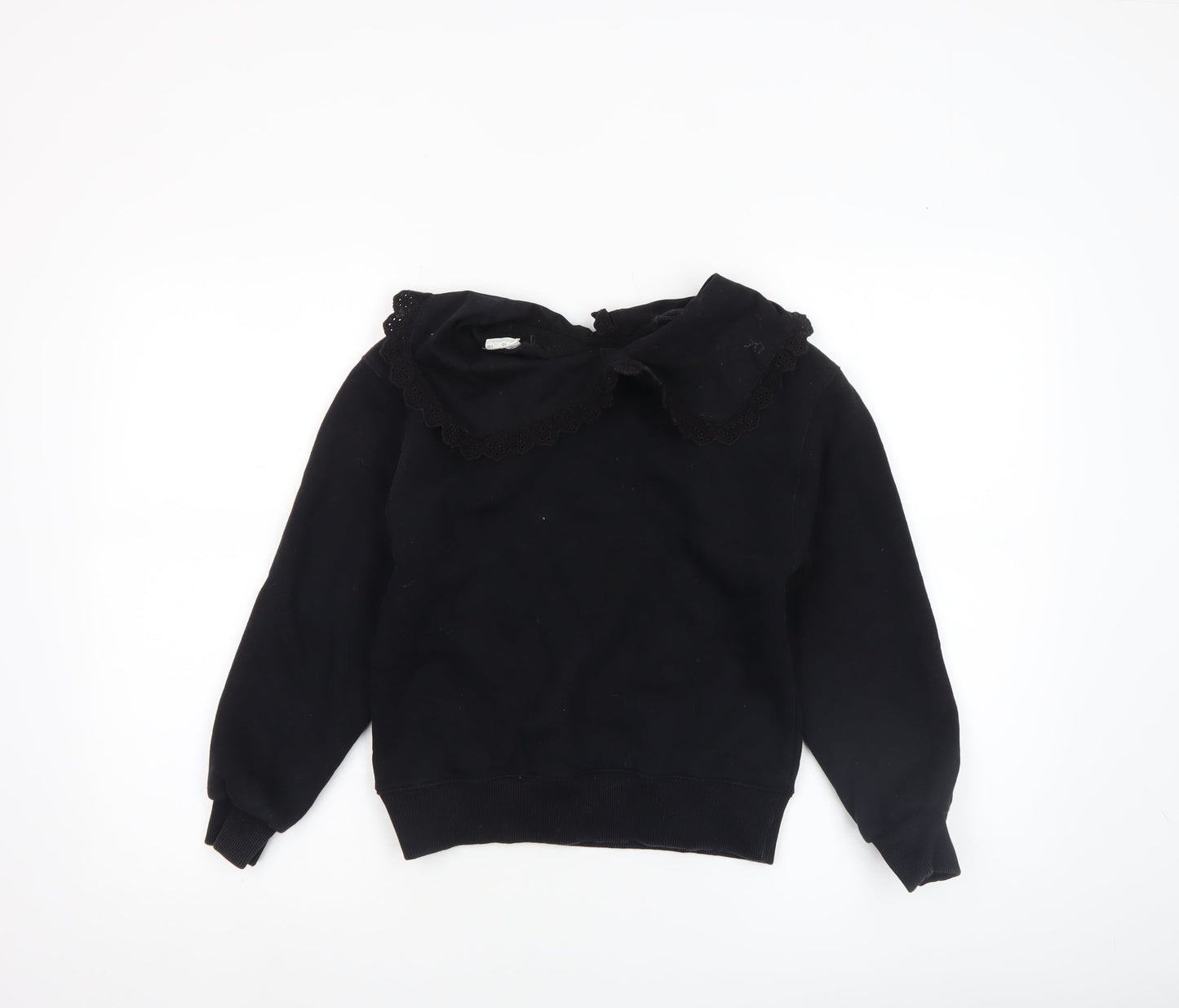 ZARA Girls Black Collared Long Sleeve Pullover Blouse 10 Years 140cm