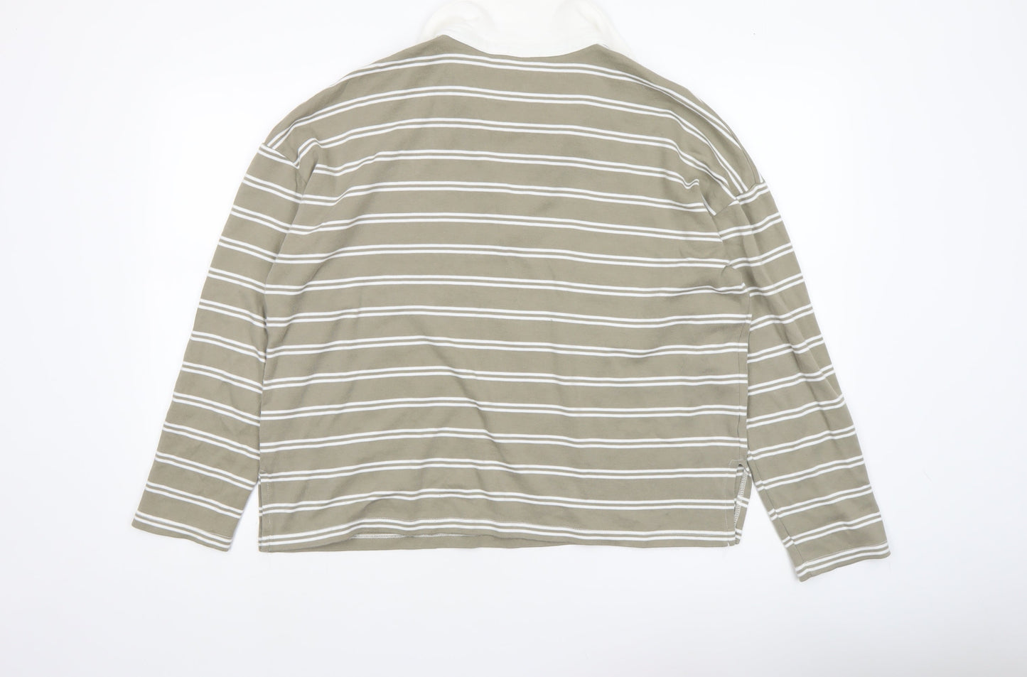 Papaya Women’s Beige Striped Collared Long Sleeve Cotton Top Size 14