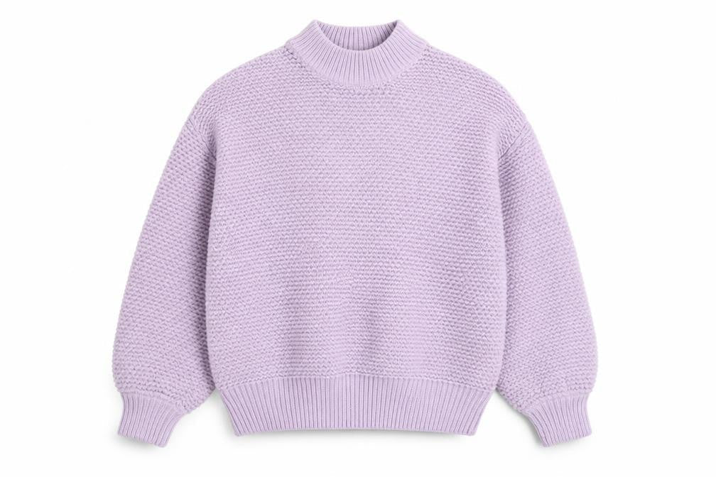 MNG Women’s Purple Mock Neck Chunky Knit Pullover Jumper Size 14