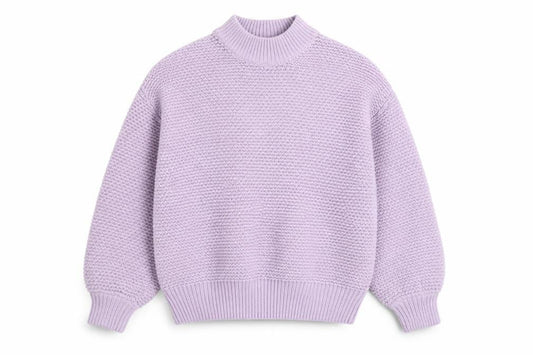 Mango Women’s Purple Mock Neck Chunky Knit Pullover Jumper Size 14