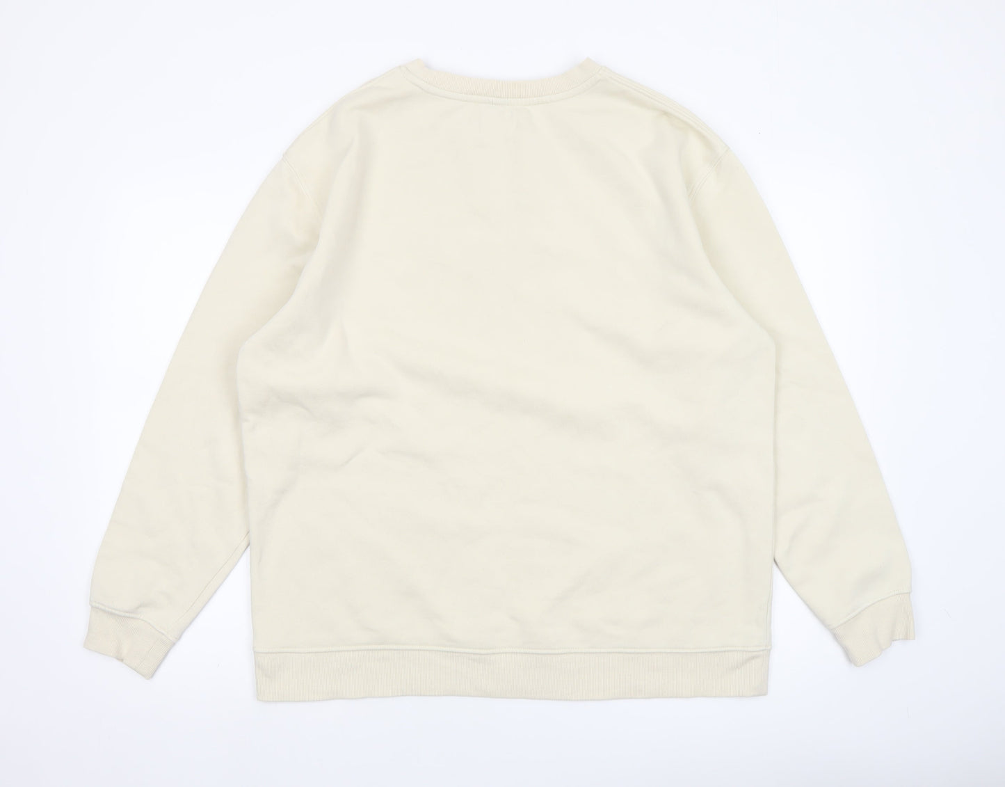 Nobody's Child Men's Beige Kindness Embroidered Crew Neck Sweatshirt L