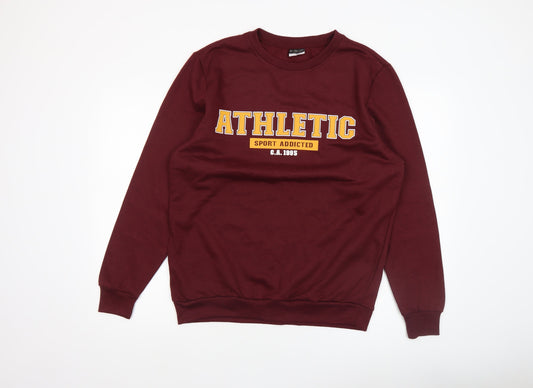 Alphar One Men's Brown Athletic Graphic Sweatshirt L Crew Neck