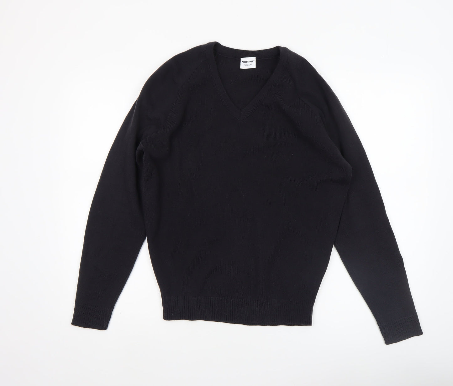Banner Men's Black Acrylic V-Neck Long Sleeve Knit Jumper Size S