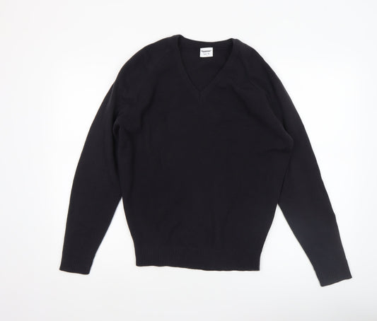 Banner Men's Black Acrylic V-Neck Long Sleeve Knit Jumper Size S