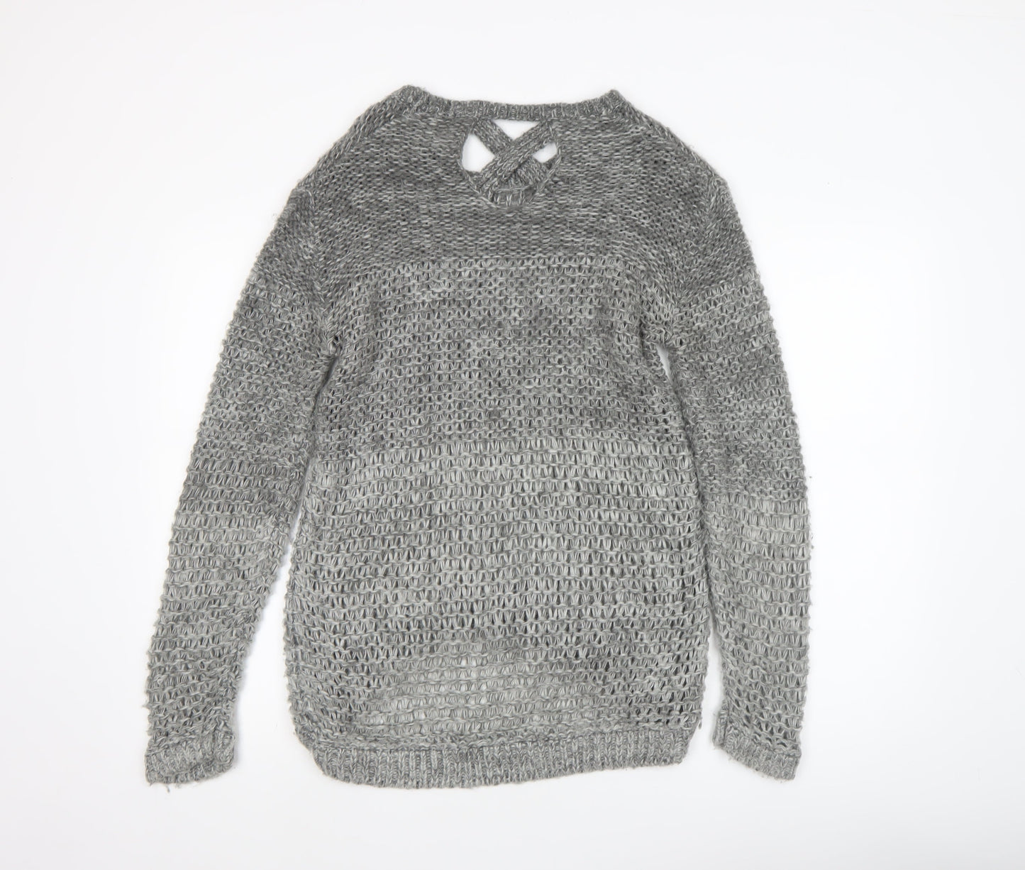 Dorothy Perkins Women’s Grey Open-Knit Long Sleeve Jumper Size 12