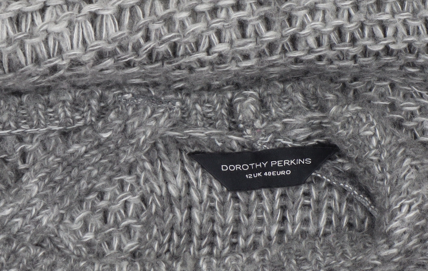 Dorothy Perkins Women’s Grey Open-Knit Long Sleeve Jumper Size 12