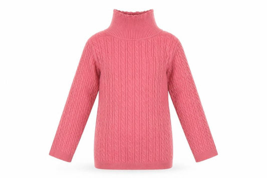George Girls Pink Cable Knit Roll Neck Jumper 2-3 Years